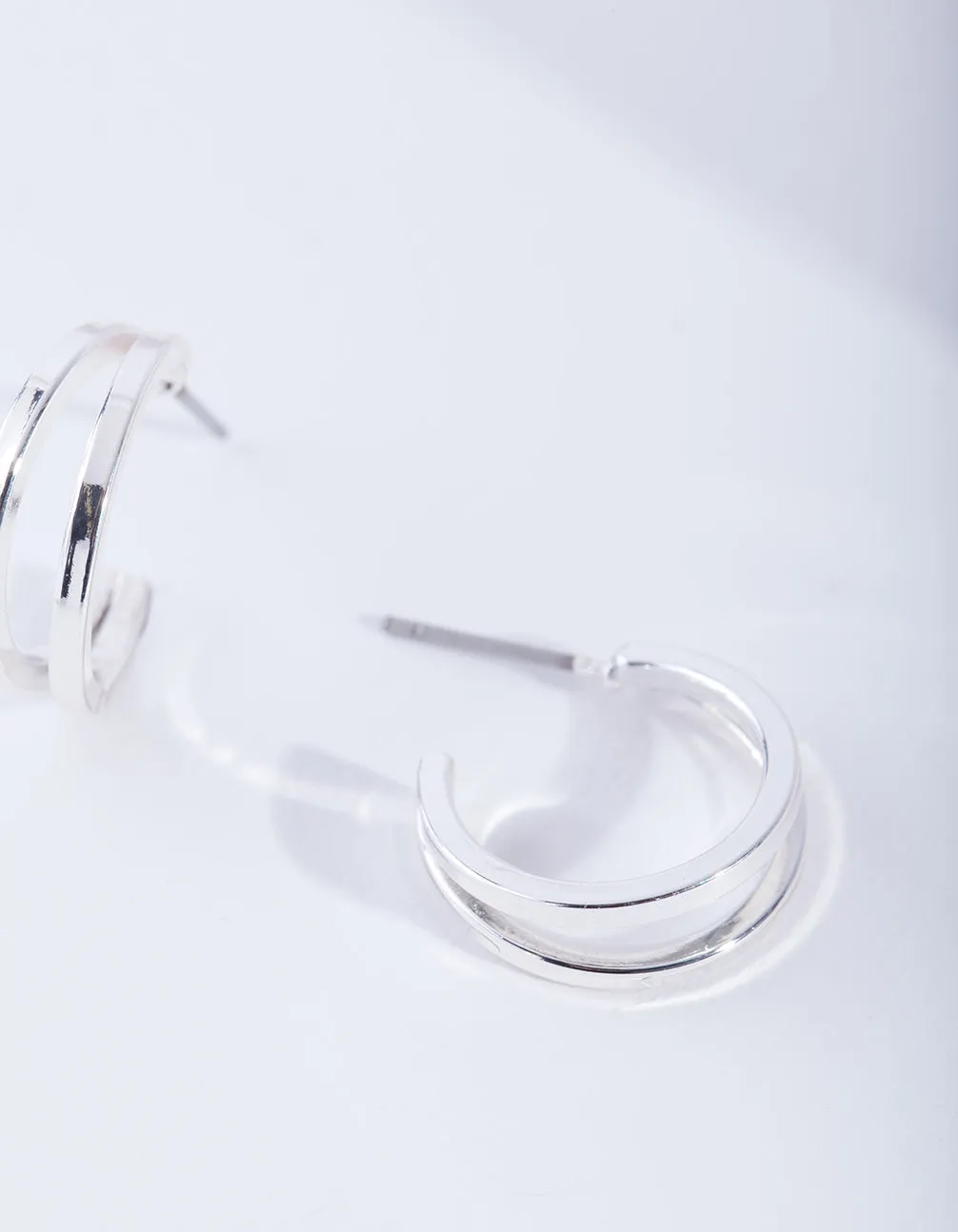 Silver Double Hoop Earrings