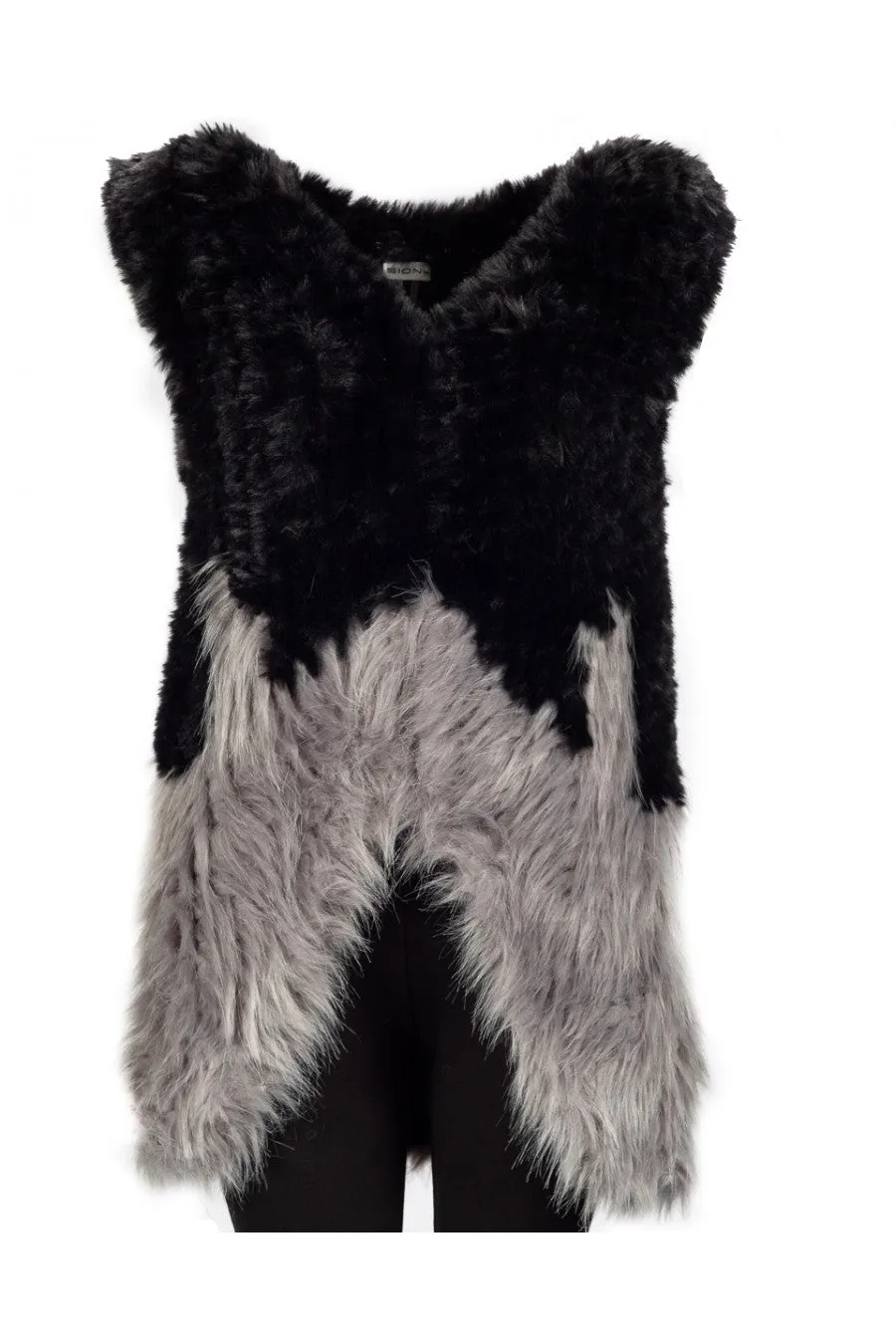 Sioni Two Toned Faux Fur Vest Jacket 10487 051
