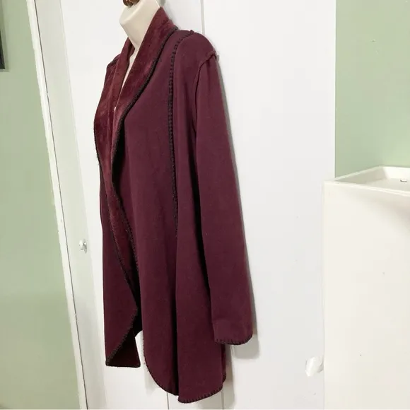Soft Surroundings Faux Fur Faux Suede Sweater Jacket Size Large