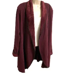 Soft Surroundings Faux Fur Faux Suede Sweater Jacket Size Large
