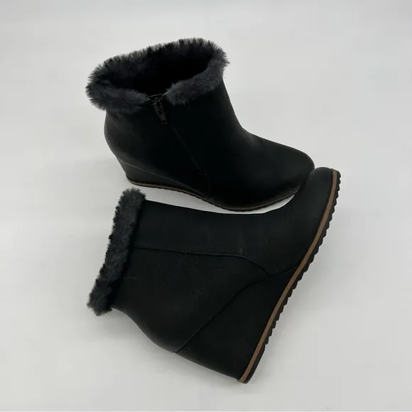 Soul NATURALIZER Hudson Black Wedge Fur Booties