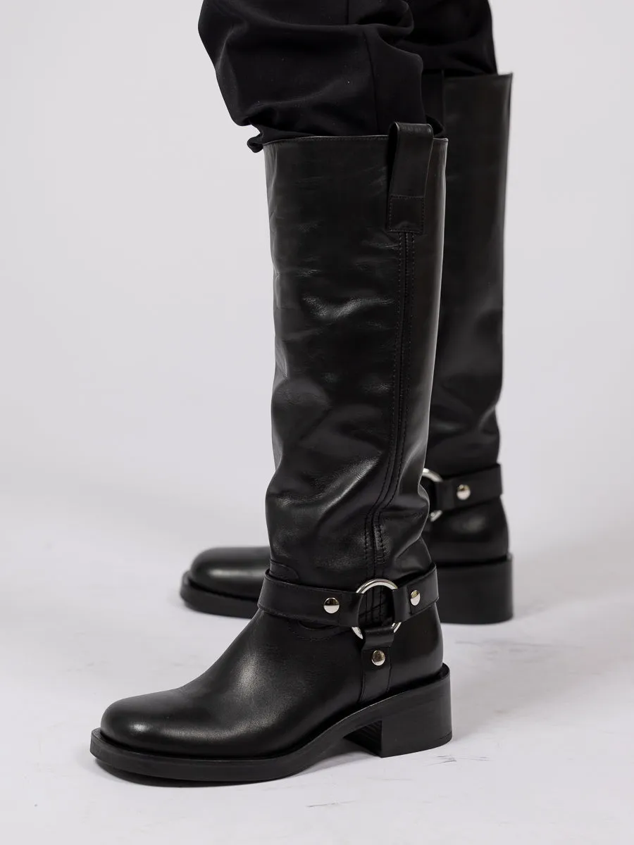 Strategia Sort enkel boots med lenke og butt tå