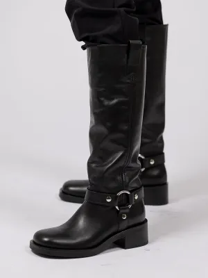 Strategia Sort enkel boots med lenke og butt tå