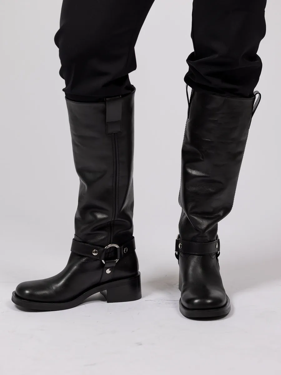 Strategia Sort enkel boots med lenke og butt tå