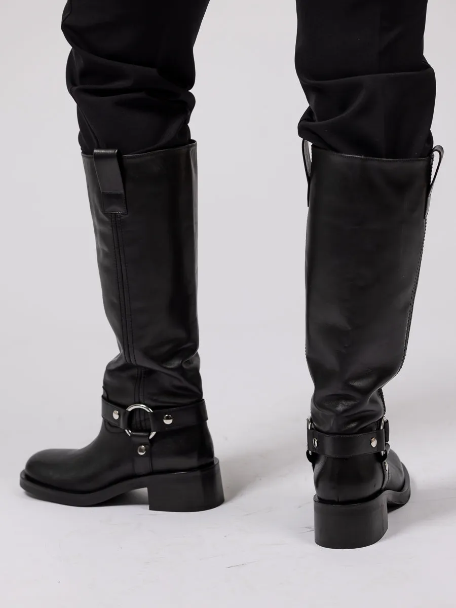Strategia Sort enkel boots med lenke og butt tå