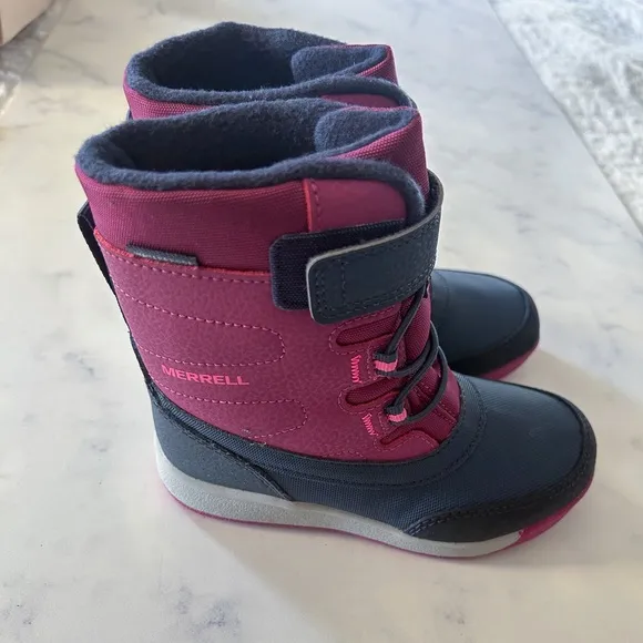 Sweet Merrell Pink Navy Toddler Unisex Girl Boy Winter Boots Sz 10M NWB