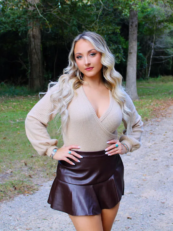 Sweeter Than Honey V-Front Bodysuit, Beige