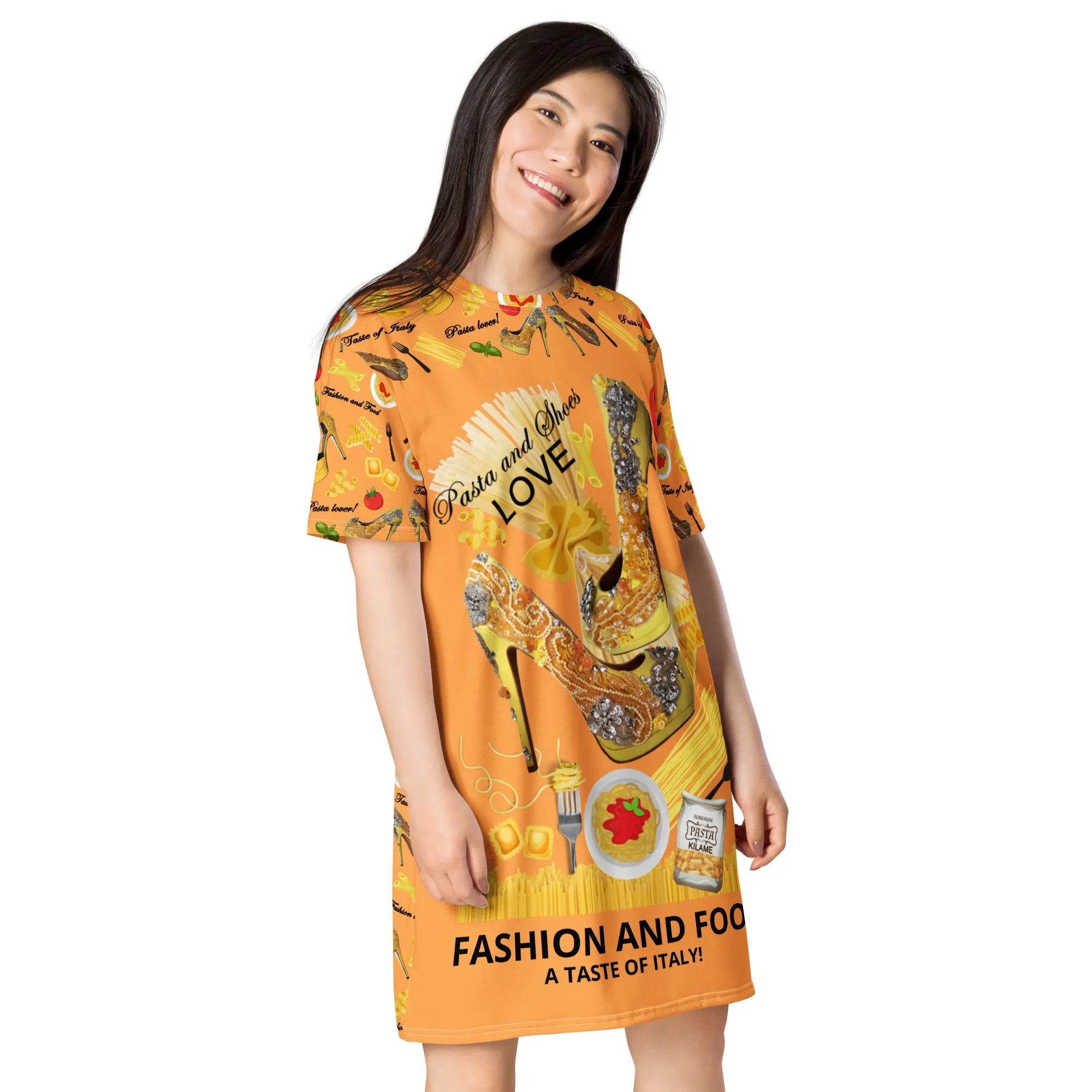 T-shirt dress 'Fashion and food'