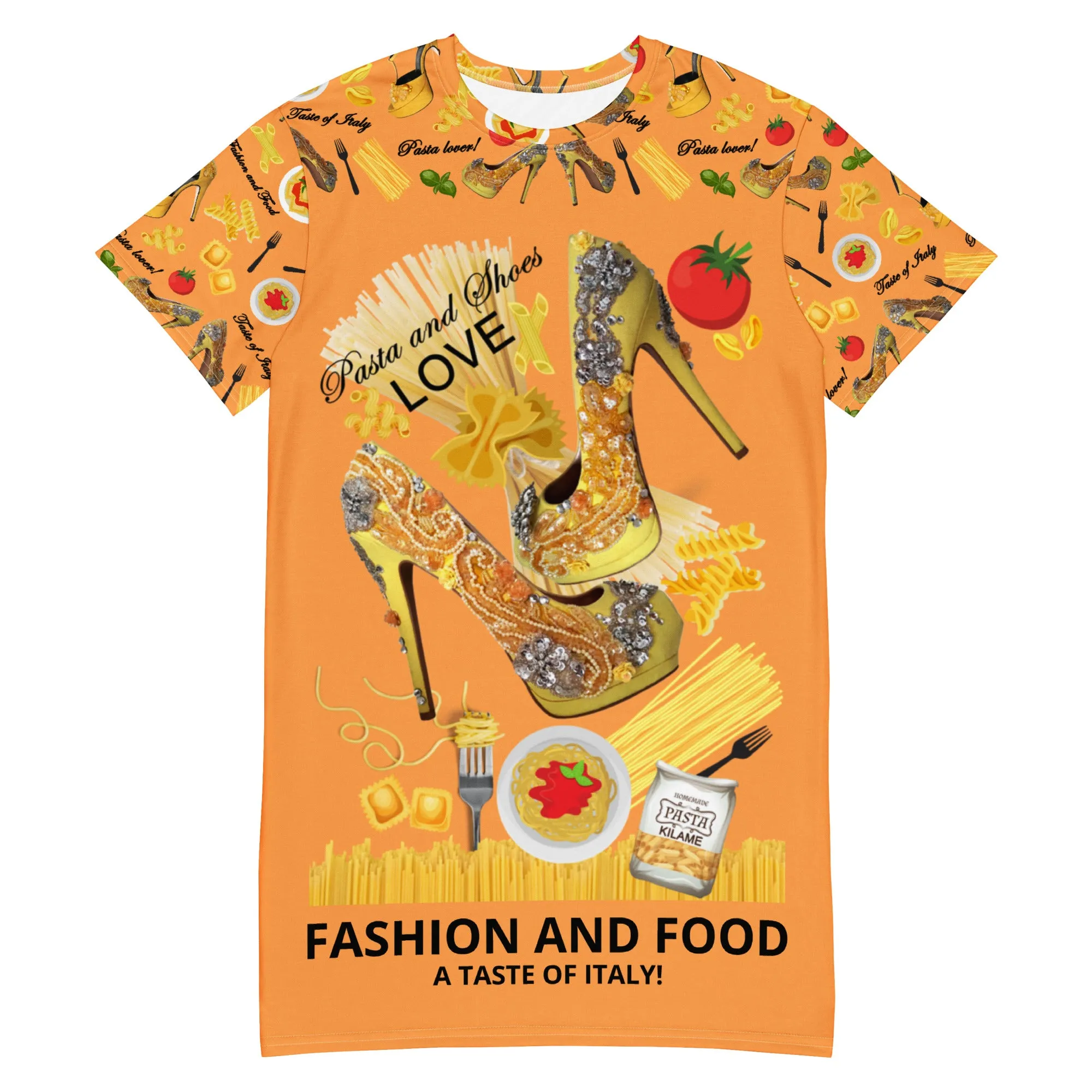 T-shirt dress 'Fashion and food'