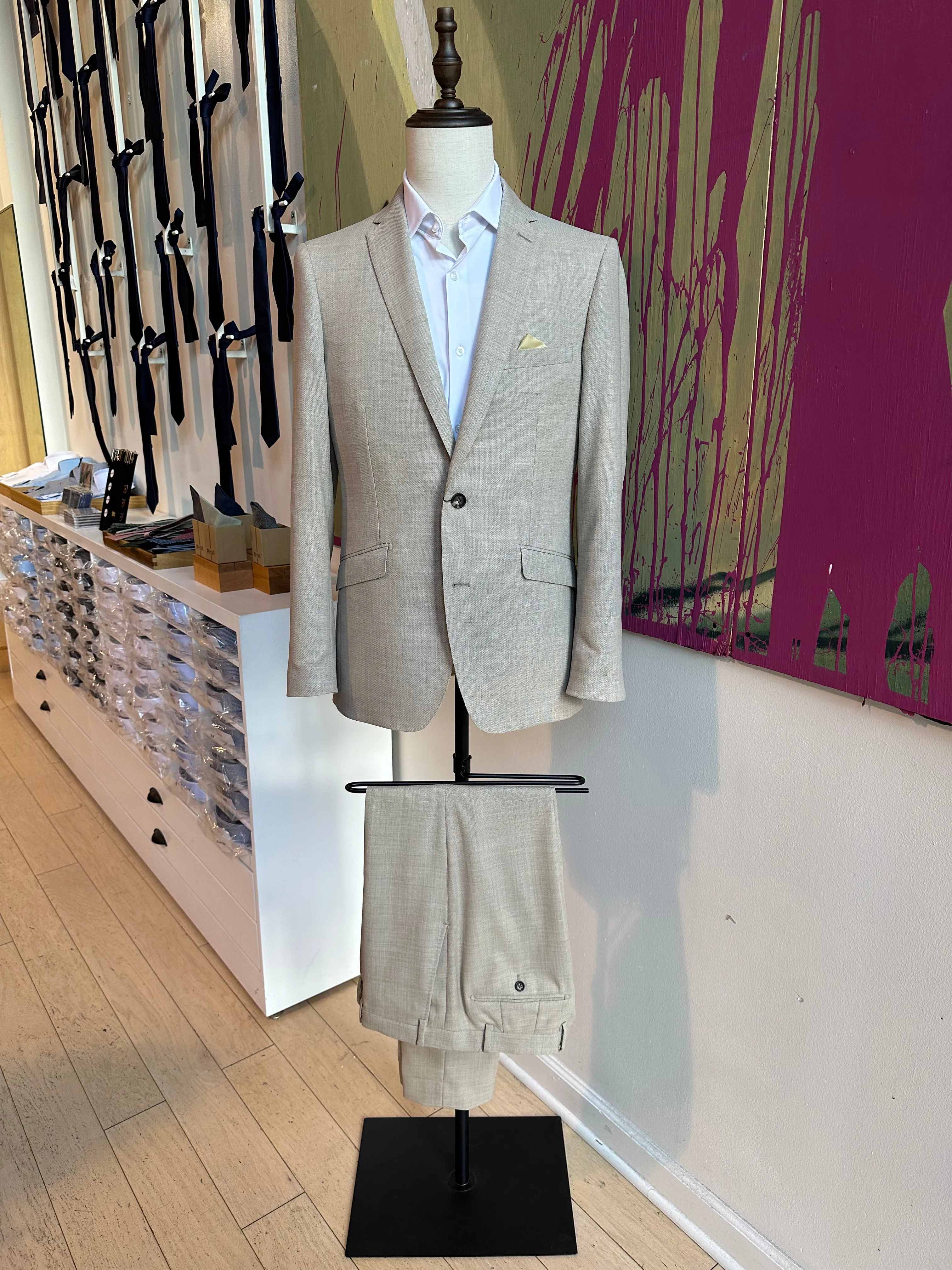 Tan Hopsack Premium Italian Suit Coat