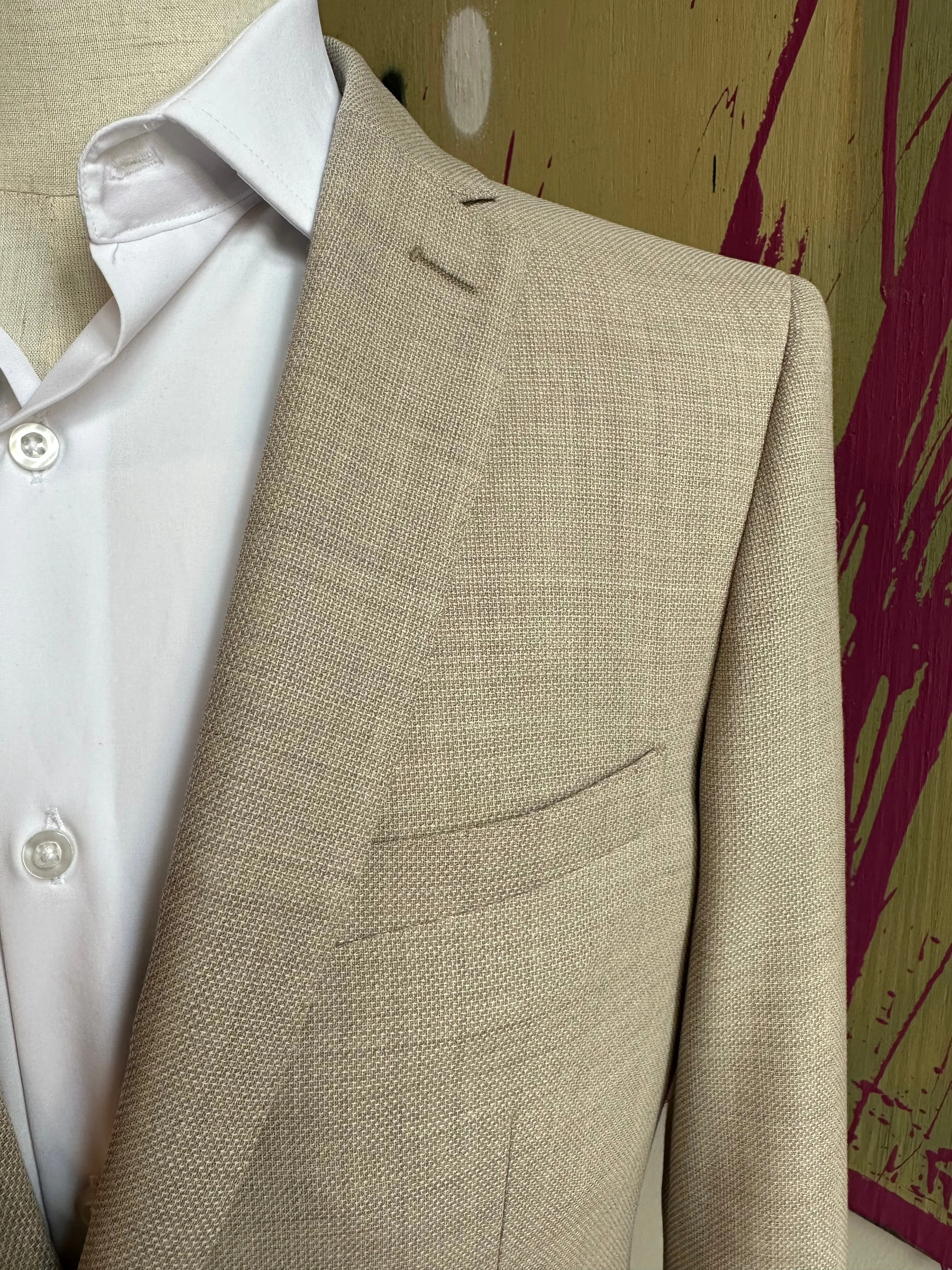 Tan Hopsack Premium Italian Suit Coat
