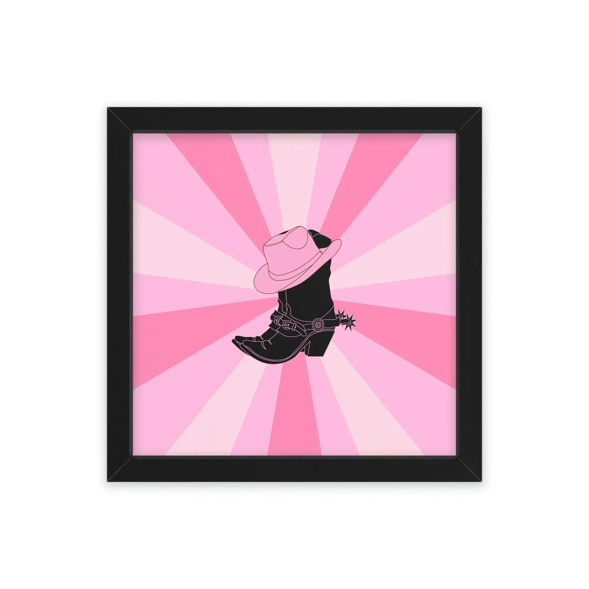 Texas Boots Funky Pink Framed Poster Wall Art