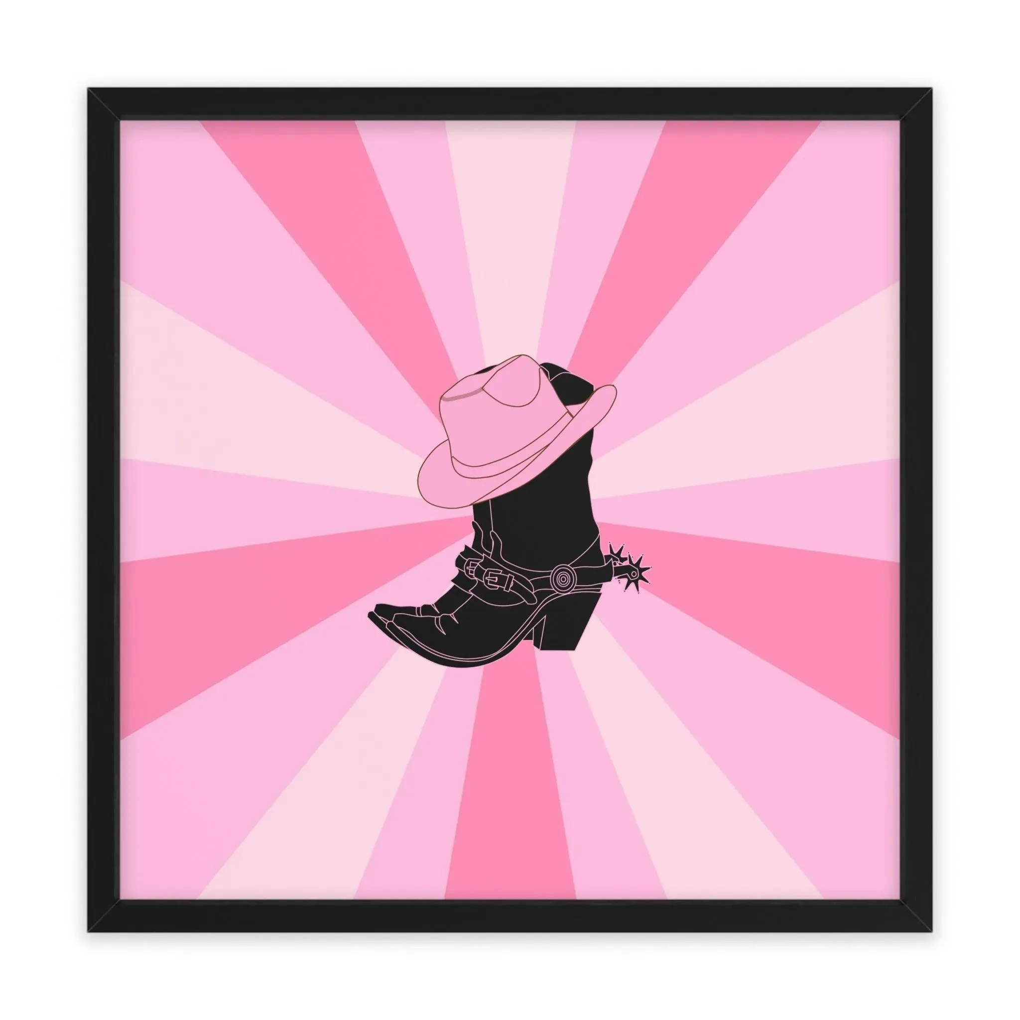 Texas Boots Funky Pink Framed Poster Wall Art