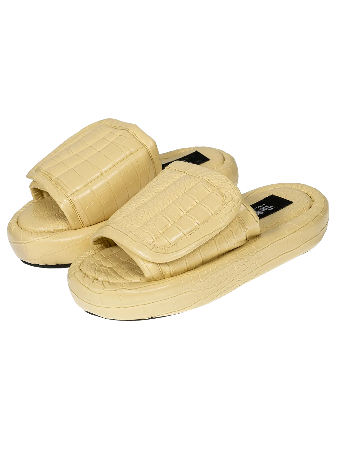 The Faux Leather Slides.