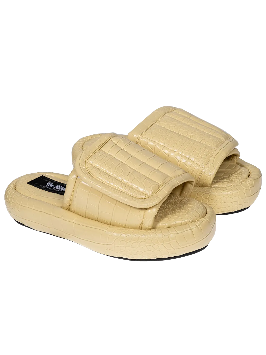 The Faux Leather Slides.