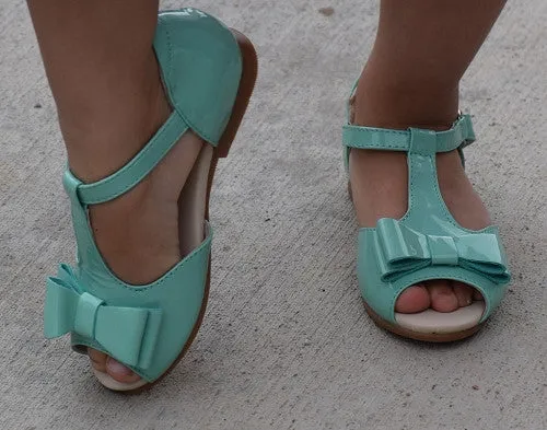 The Louise Bow Sandals - Aqua