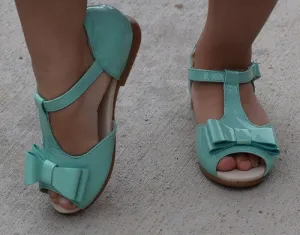 The Louise Bow Sandals - Aqua