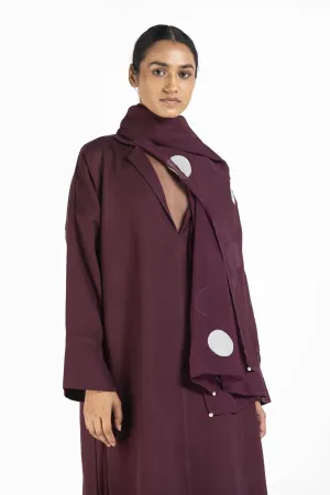 THREE   -   Polka Applique Scarf Wine