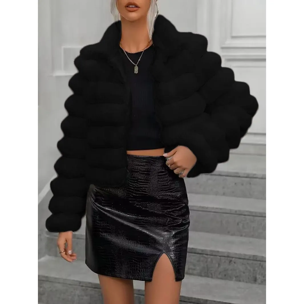 Trendy Imitation Short Fur Coat