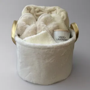 TRUSPA GIFT BASKET- FAUX FUR CREAM