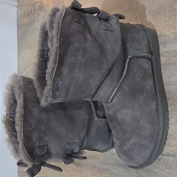 UGG Gray Suede Boots with Fur Lining