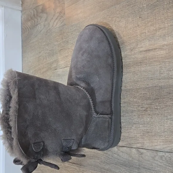 UGG Gray Suede Boots with Fur Lining