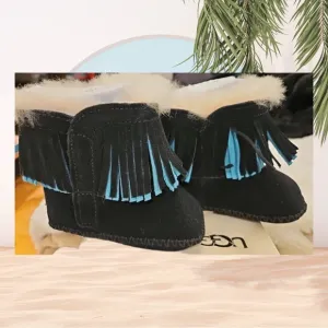 UGG INFANT BRANYON FRINGE BOOTS BLACK/BLUE - RARE!