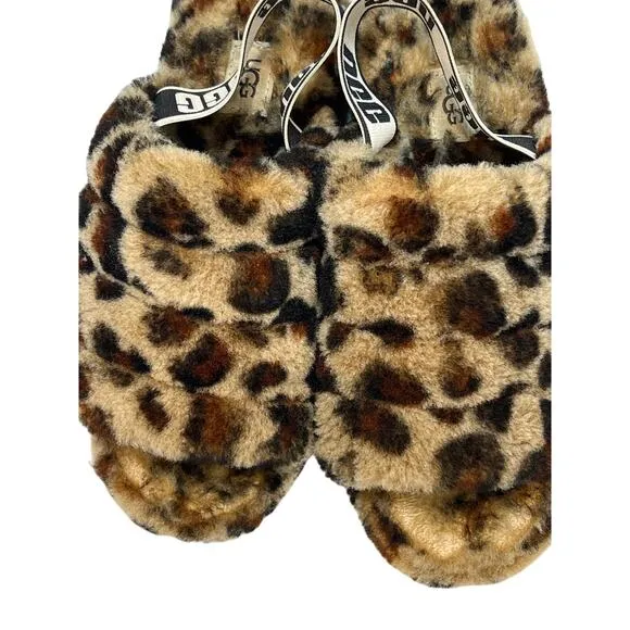 Ugg Leopard Print Open Toe Slipper Size 8