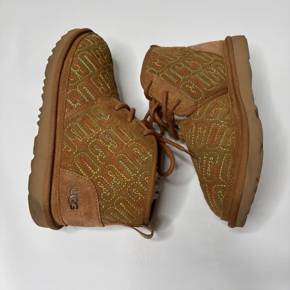 ugg neumel graphic stitch kids boots new