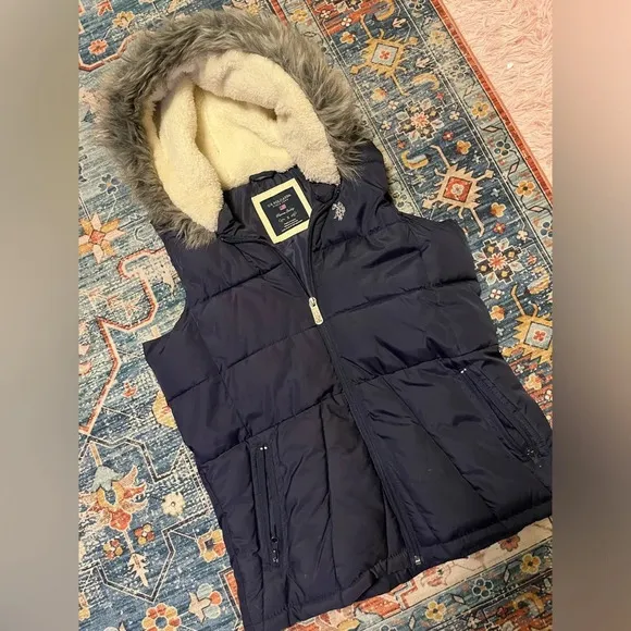 us polo assn. padded jacket with a fur hood