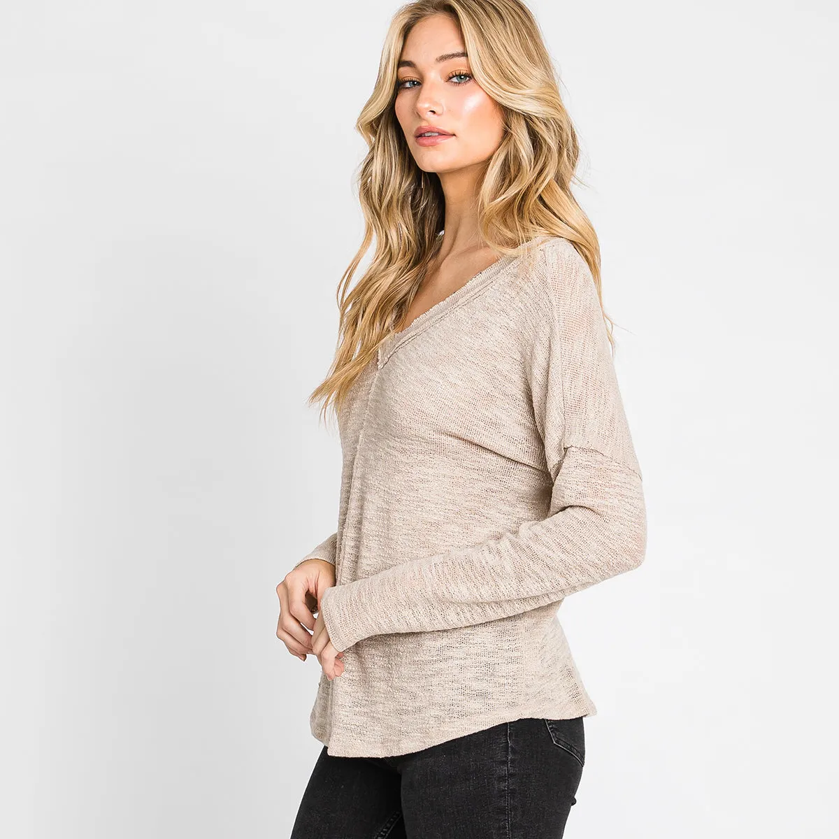 V-Neck Long Sleeve Top