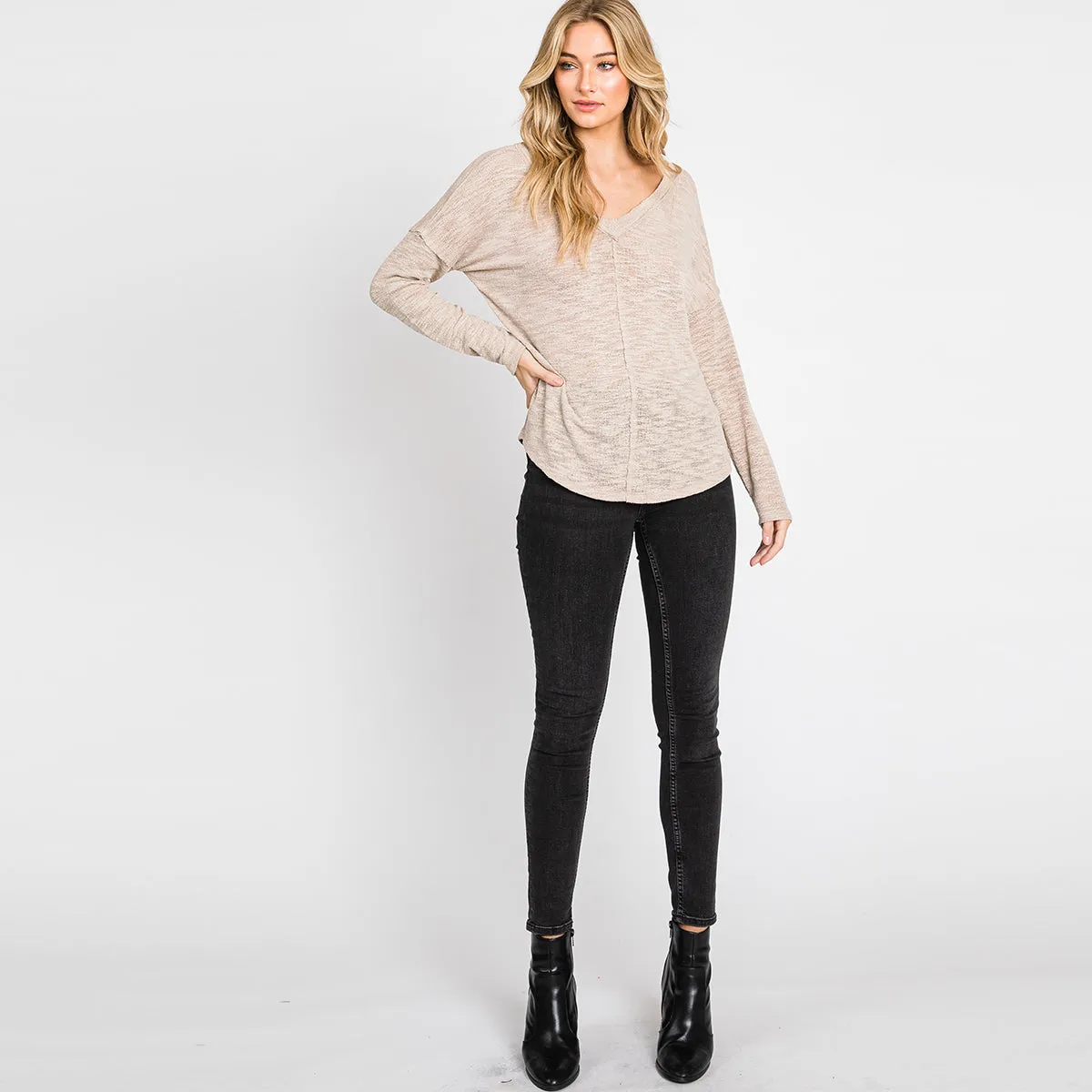 V-Neck Long Sleeve Top
