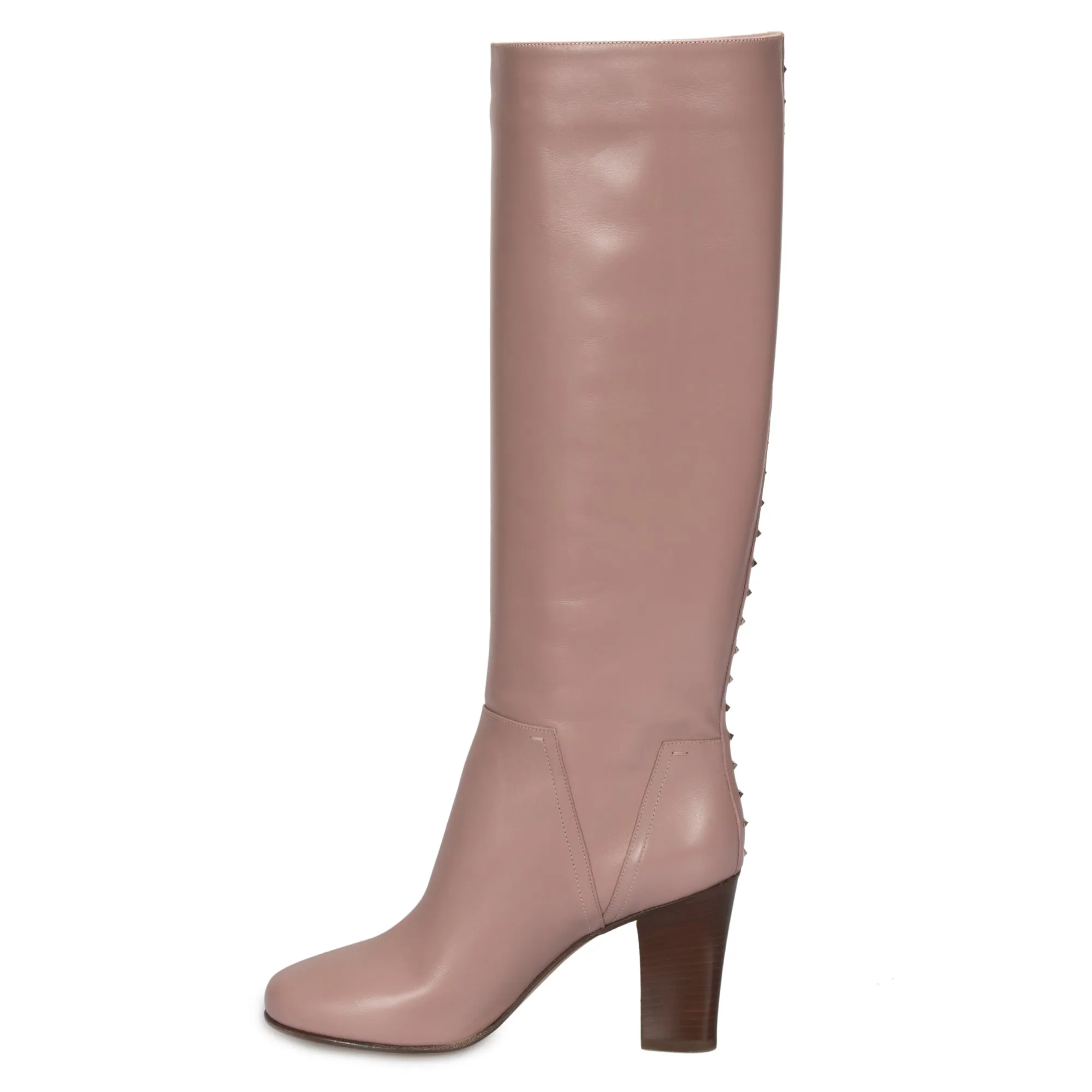 Valentino Knee-High Lovestud Boots in Pink