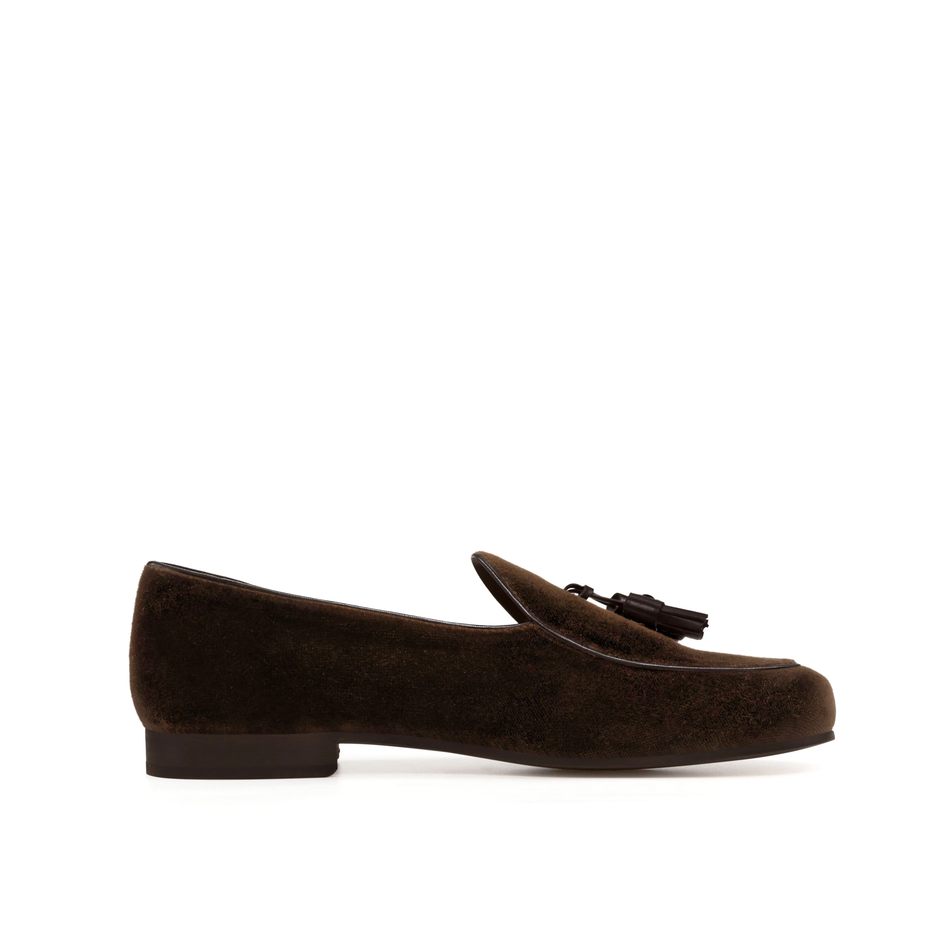 Velvet Belgian Loafers Dark Brown