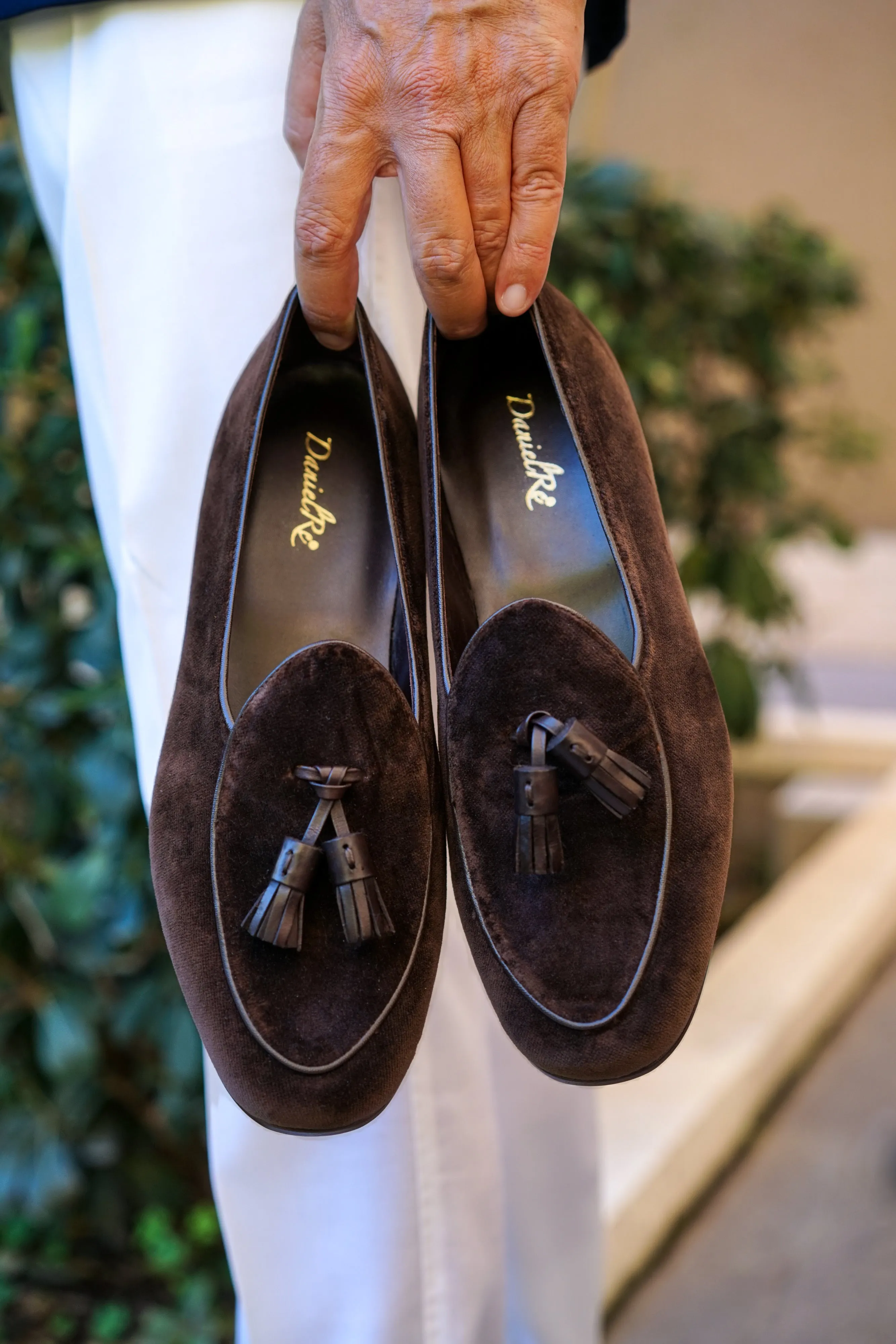 Velvet Belgian Loafers Dark Brown