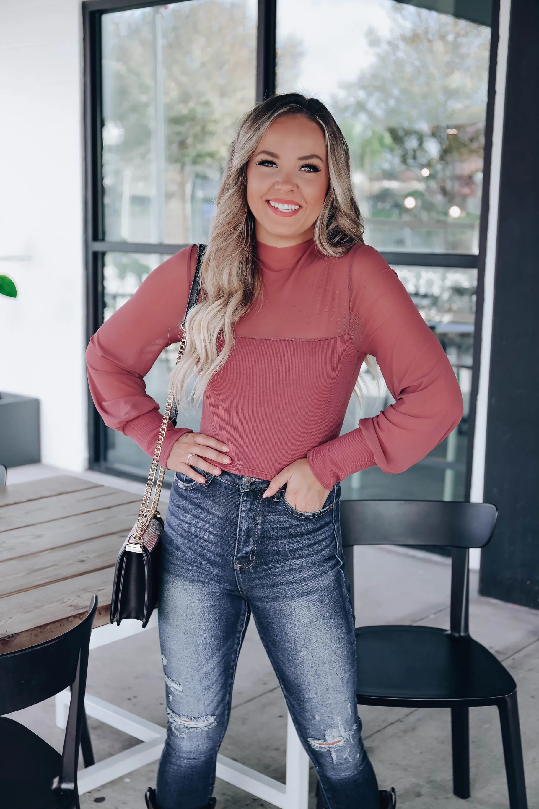 Venus Mesh Crop Top - Berry