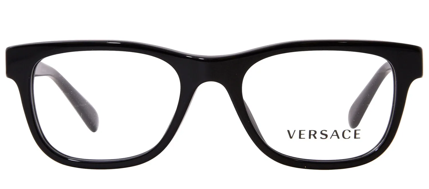 Versace Kids VK 3325U GB1 Square Plastic Black Eyeglasses with Logo Stamped Demo Lenses