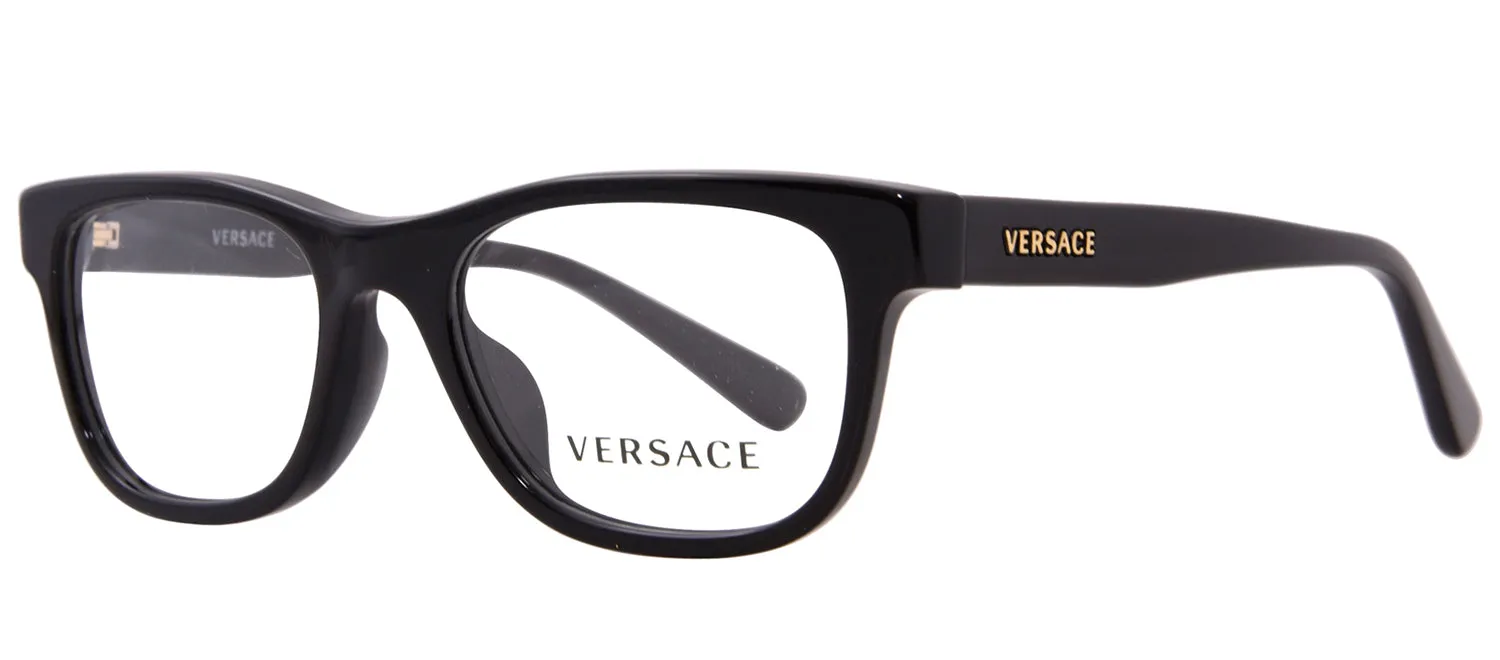 Versace Kids VK 3325U GB1 Square Plastic Black Eyeglasses with Logo Stamped Demo Lenses