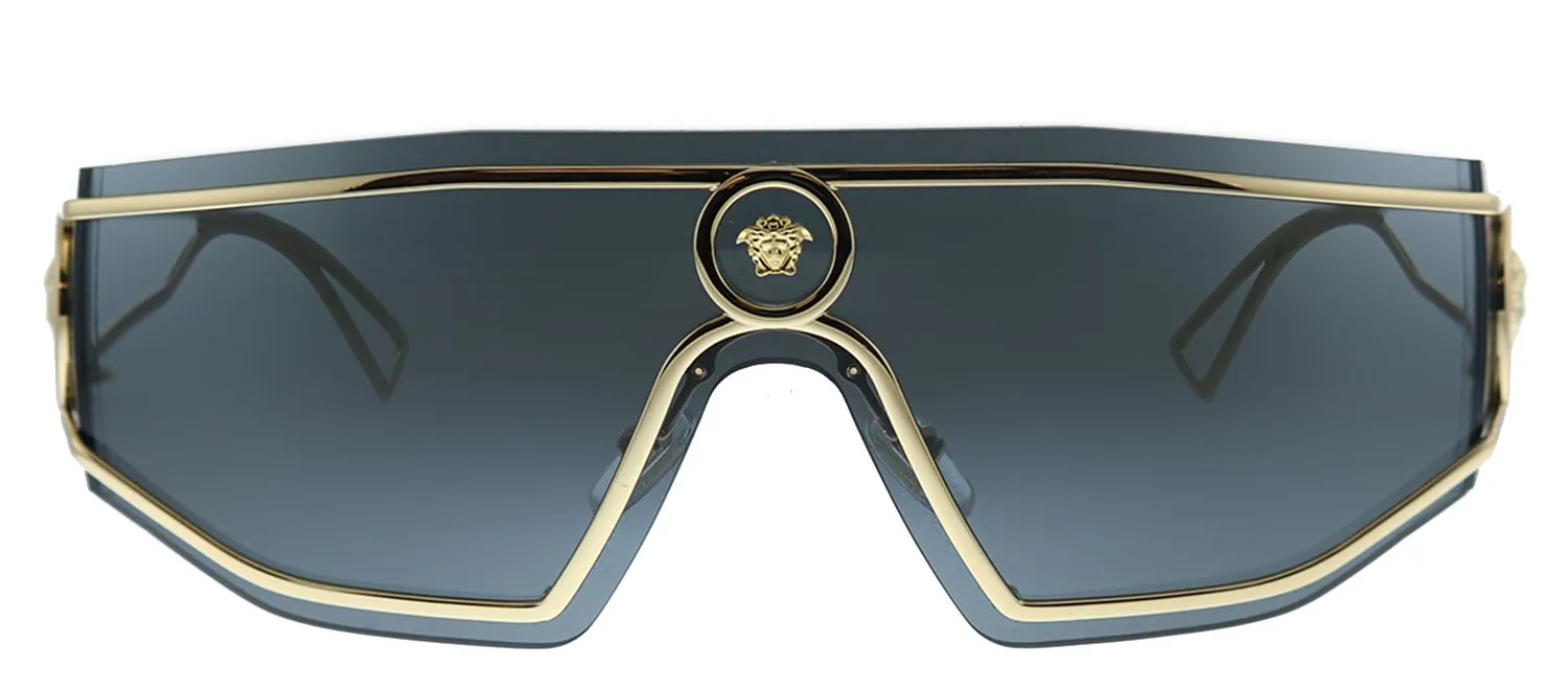Versace  VE 2226 100287 Shield Metal Gold Sunglasses with Grey Lens