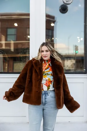 veruca fur coat in rust brown
