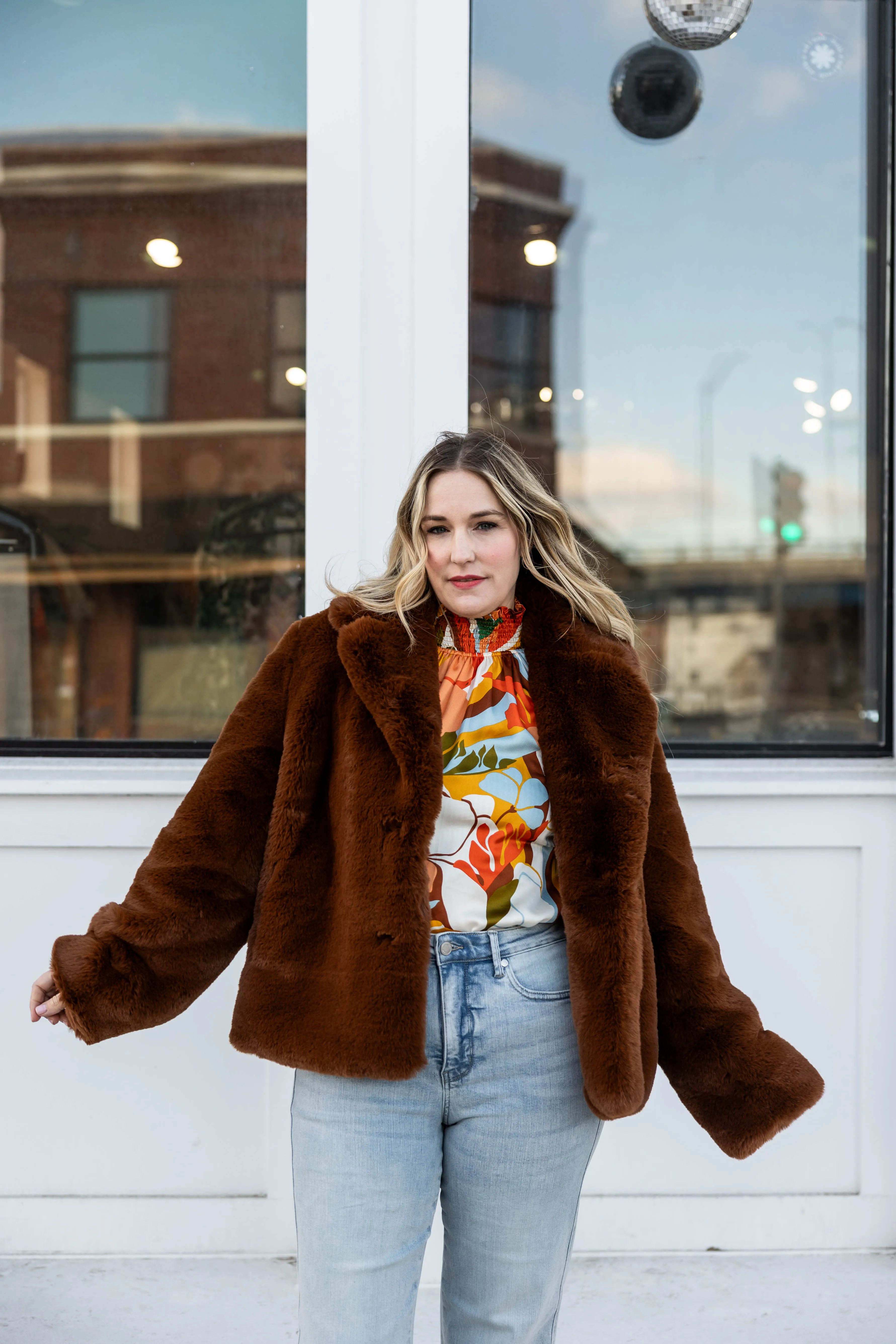 veruca fur coat in rust brown