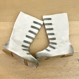 Vintage kids Off White Boots with Black Straps