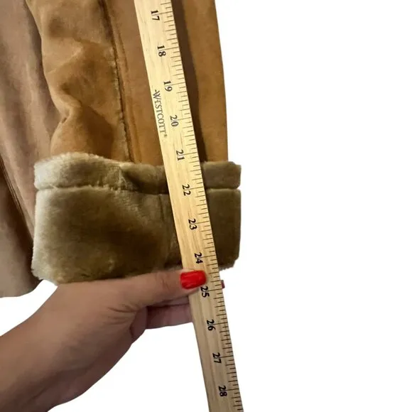 Vintage Oleg Cassini Faux Suede Coat With Faux Fur Trim &amp; Hood size tag missing