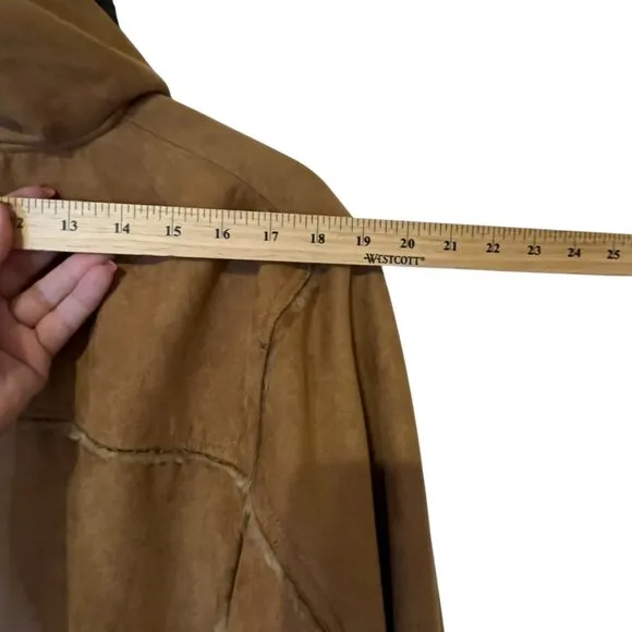 Vintage Oleg Cassini Faux Suede Coat With Faux Fur Trim &amp; Hood size tag missing