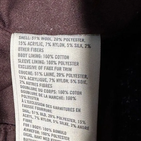 Vtg Abercrombie &amp; Fitch Sz S Plaid Tweed Jacket Faux Fur Buffalo Wool Penny Lane