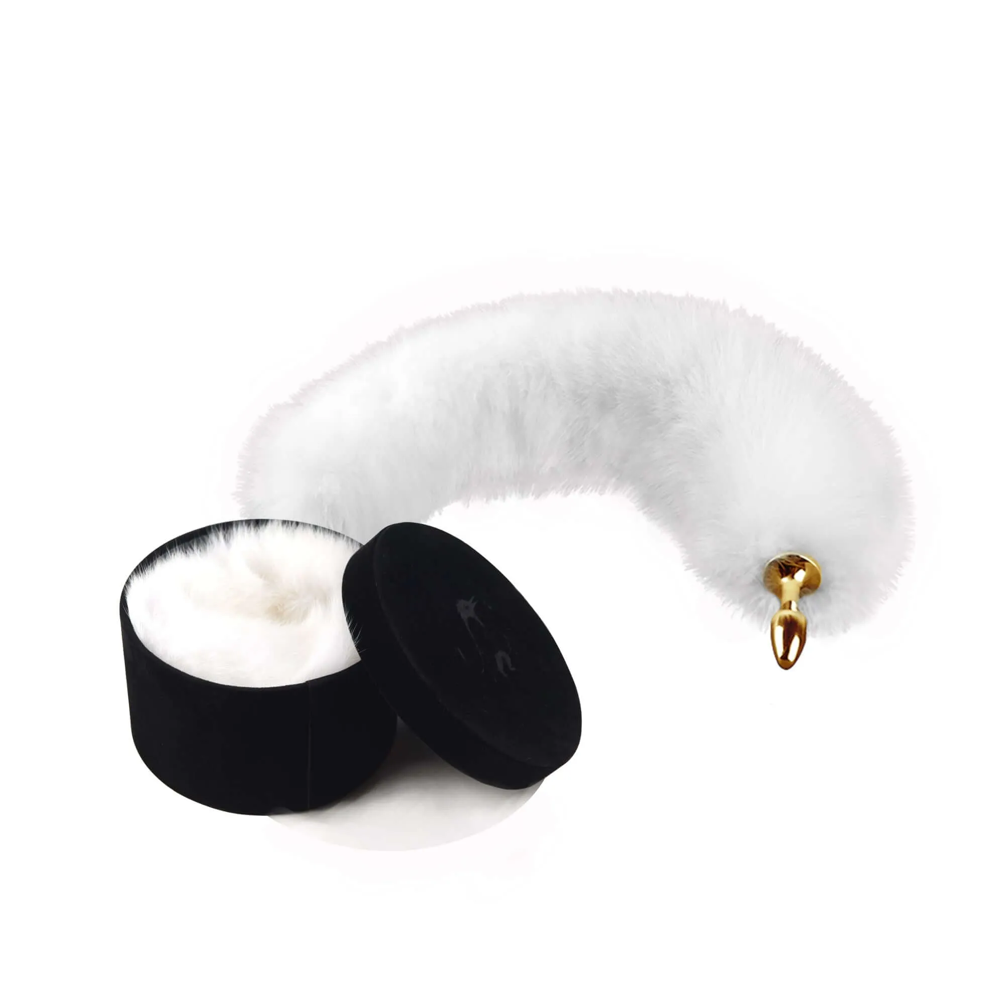 White Fox Fur Tail Small Butt Plug by UPKO