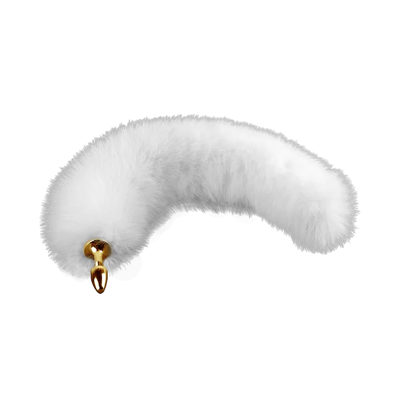 White Fox Fur Tail Small Butt Plug by UPKO