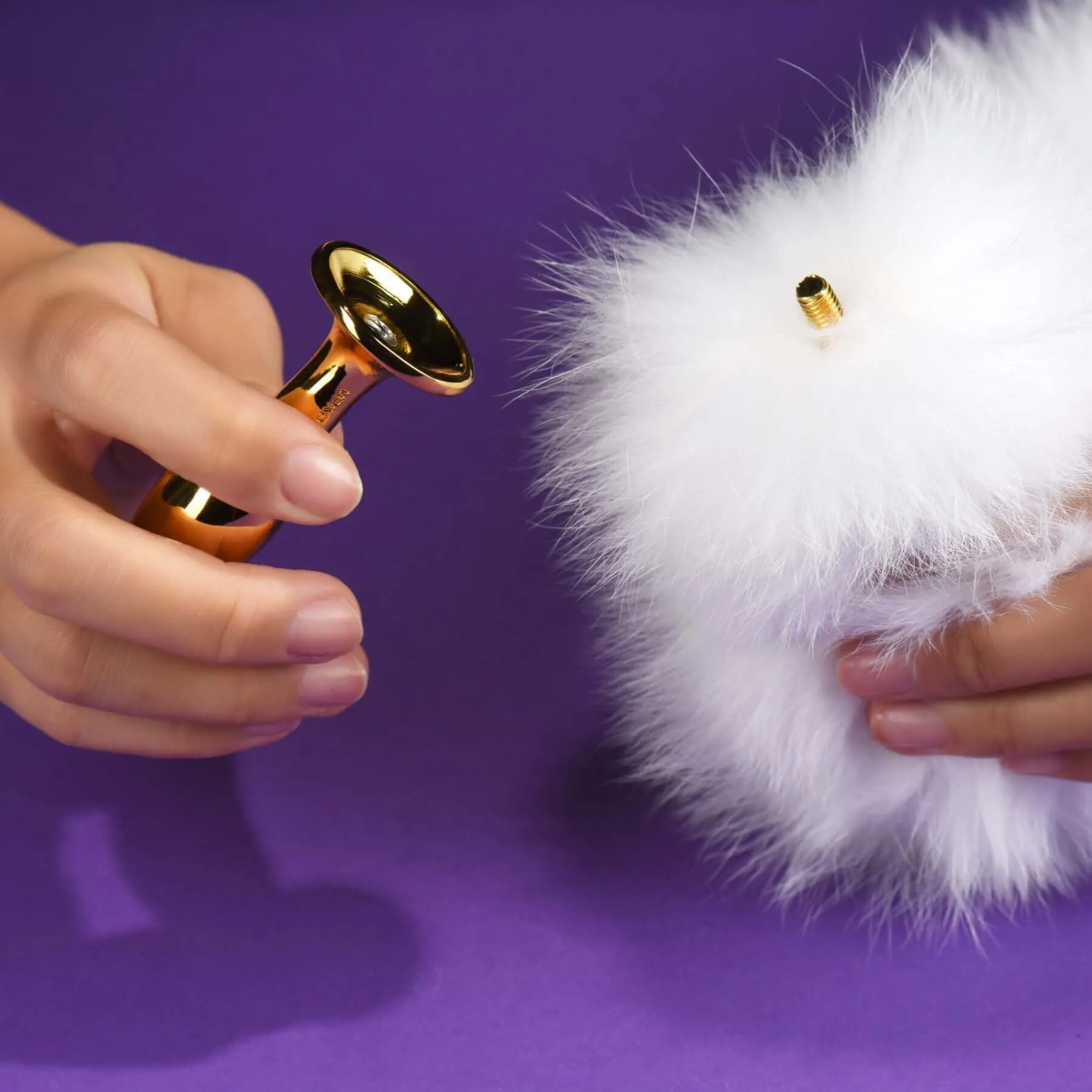 White Fox Fur Tail Small Butt Plug by UPKO
