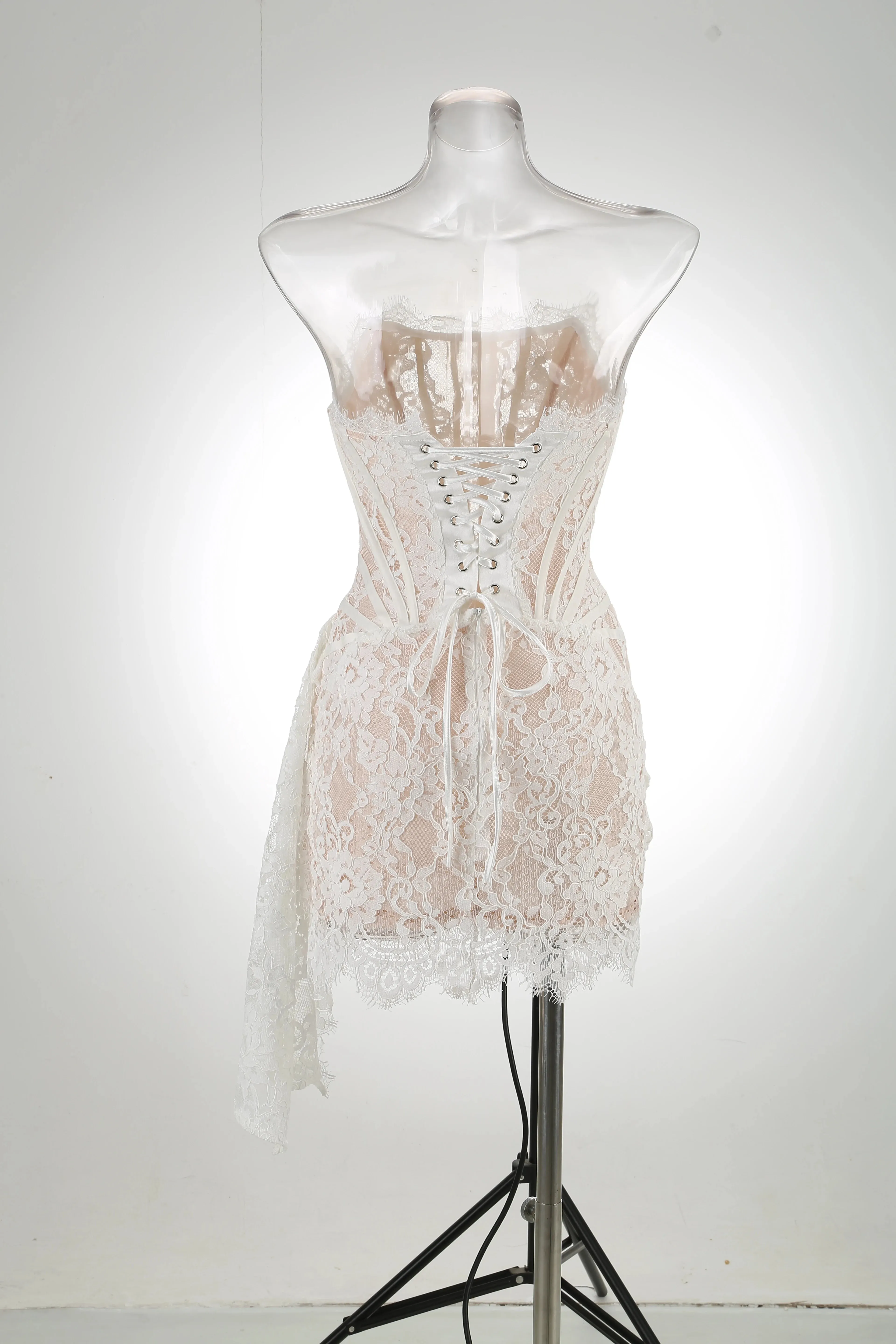 White Lace Patchwork Dress for Women Luxury Dresses Elegant Evening Gowns Prom Dresses