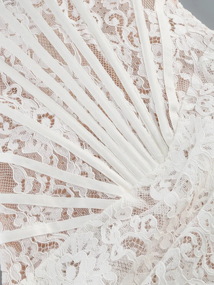 White Lace Patchwork Dress for Women Luxury Dresses Elegant Evening Gowns Prom Dresses